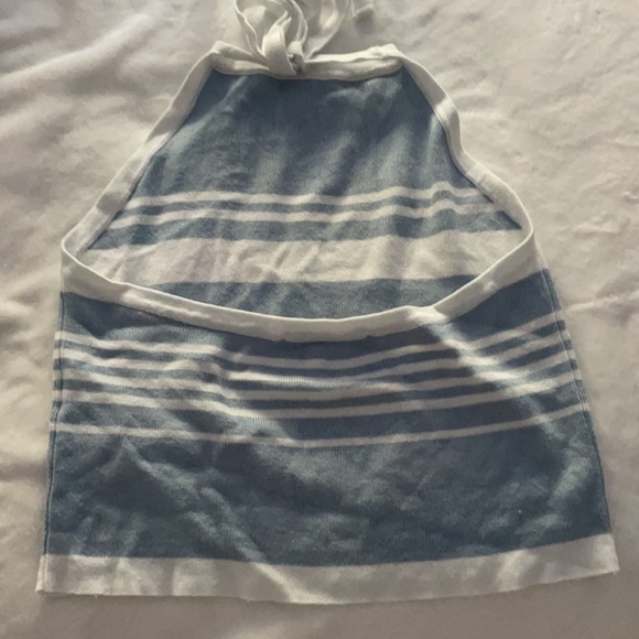 blue knit brandy halter with white stripes - Picture 3 of 3